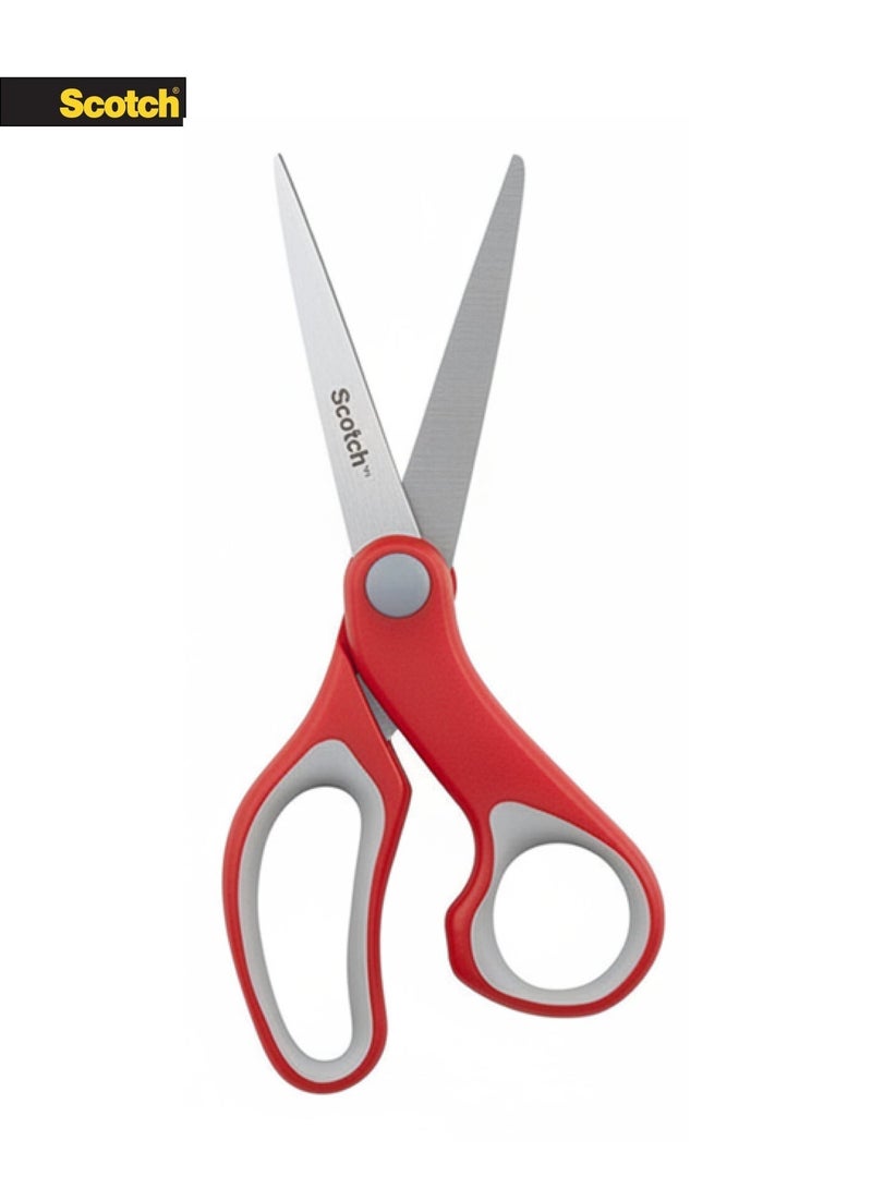 سكوتش مقص متعدد الاستخدامات 6 بوصة، شفرات من الفولاذ المقاوم للصدأ، مقبض مريح، أحمر - Image 2